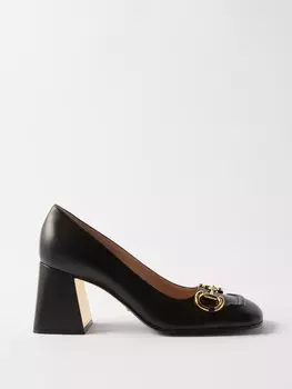Кожаные туфли horsebit Gucci, черный