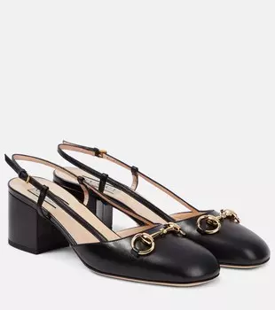 Кожаные туфли horsebit с пяткой на пятке Gucci, черный