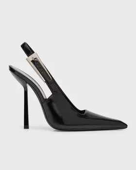 Кожаные туфли Lee с пяткой на пятке Saint Laurent, цвет Noir