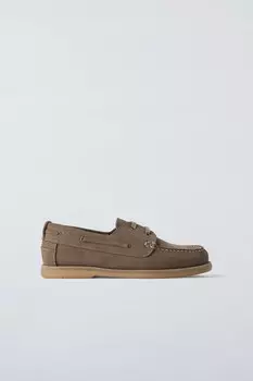 Кожаные туфли-лодочки ZARA, коричневый