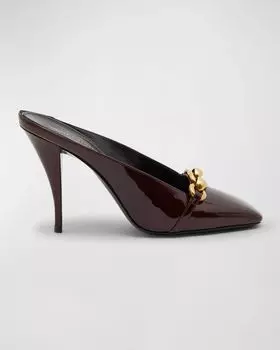 Кожаные туфли-мюли Le Maillon с цепочкой Saint Laurent, цвет Deep Bordeaux
