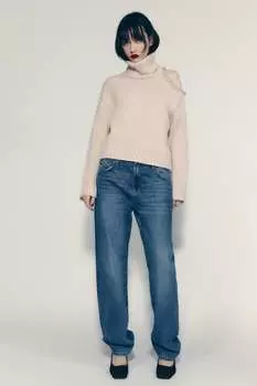 Кожаные туфли на блочном каблуке с квадратным носом ZARA, черный