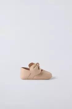 Кожаные туфли с бантом ZARA, розовый