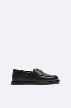 Кожаные туфли ZARA, черный