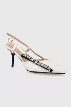 Кожаные высокие каблуки Love Moschino, белый