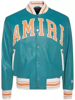 Кожаный бомбер AMIRI, синий