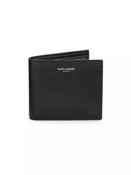 Кожаный бумажник в два сложения Saint Laurent, неро