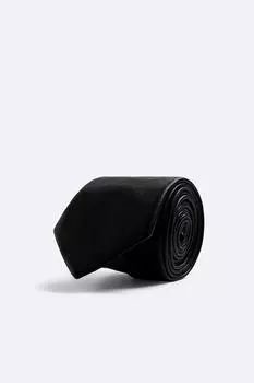 Кожаный галстук ZARA, черный