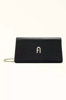 Кожаный клатч Diamante с декоративными камнями Furla, черный