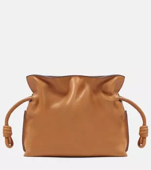 Кожаный клатч Flamenco Mini Loewe, коричневый