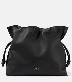 Кожаный клатч Flamenco XL Loewe, черный
