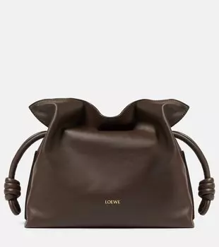 Кожаный клатч фламенко Loewe, коричневый