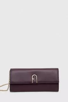 Кожаный клатч Furla, фиолетовый