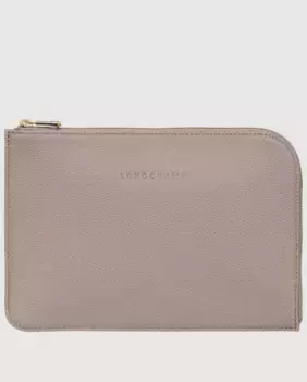 Кожаный клатч Le Foulonn на молнии Longchamp, серый