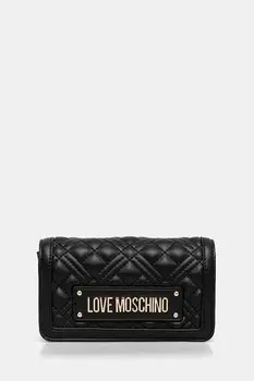 Кожаный клатч Love Moschino, черный