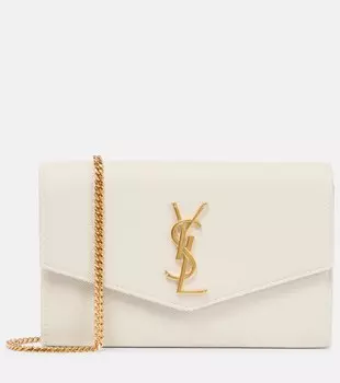Кожаный клатч Uptown Saint Laurent, белый