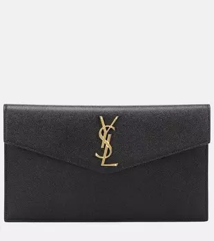 Кожаный клатч Uptown Saint Laurent, черный