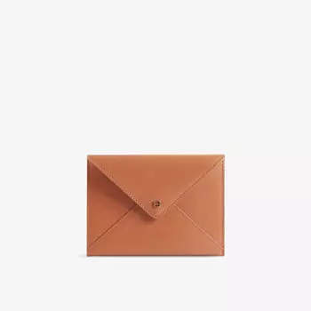 Кожаный клатч в форме конверта с логотипом Claudie Pierlot, цвет bruns