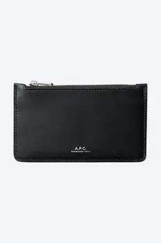 Кожаный кошелек A.P.C., черный
