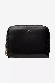 Кожаный кошелек A.P.C., черный