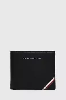 Кожаный кошелек + брелок Tommy Hilfiger, черный