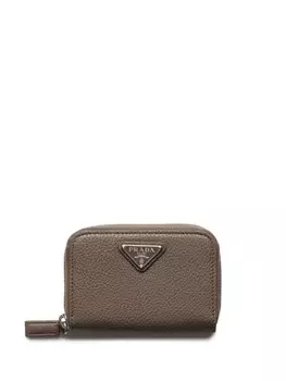 Кожаный кошелек для монет Prada, серый