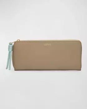 Кожаный кошелек Knot Continental на молнии Loewe, цвет Sand/Blue Iceberg