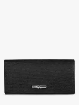 Кожаный кошелек Longchamp Roseau Continental, черный