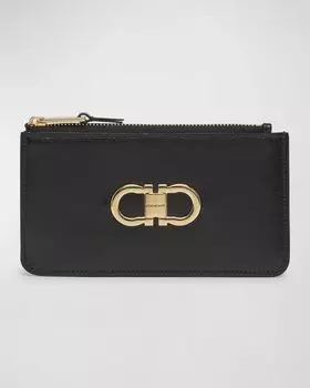 Кожаный кошелек на молнии Ferragamo, цвет Nero