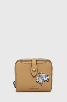 Кожаный кошелек Polo Ralph Lauren, бежевый