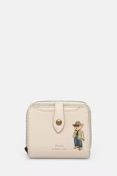 Кожаный кошелек Polo Ralph Lauren, бежевый