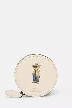Кожаный кошелек Polo Ralph Lauren, бежевый