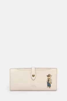 Кожаный кошелек Polo Ralph Lauren, бежевый