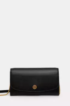 Кожаный кошелек Робинсон Tory Burch, черный