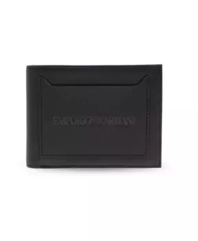 Кожаный кошелек с логотипом Emporio Armani, черный