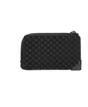 Кожаный кошелек с отделением на молнии Emporio Armani, черный
