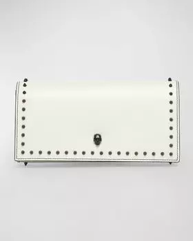 Кожаный кошелек Skull Spike на цепочке Alexander McQueen, цвет Soft Ivory