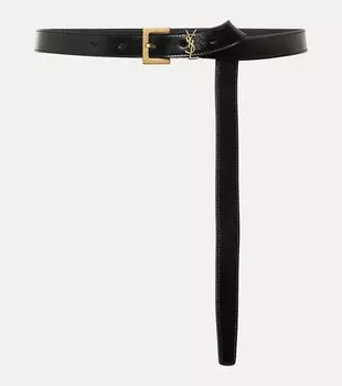 Кожаный ремень cassandre Saint Laurent, черный