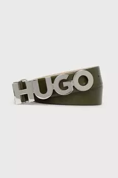 Кожаный ремень Hugo, зеленый