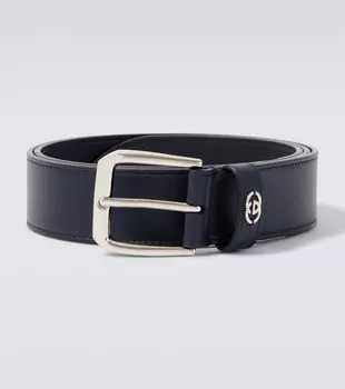 Кожаный ремень Interlocking G Gucci, Blu