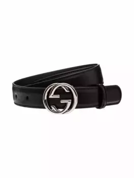 Кожаный ремень Interlocking G Gucci, черный