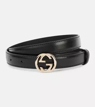 Кожаный ремень Interlocking G Gucci, черный