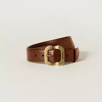 Кожаный ремень Miu Miu, коричневый