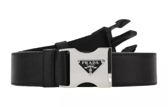 Кожаный ремень мужской, ширина 3 см PRADA, черный