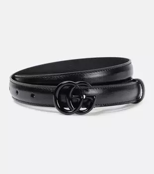 Кожаный ремень с логотипом GG Marmont Gucci, черный