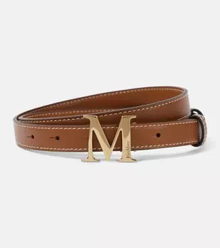 Кожаный ремень с логотипом Max Mara, Mmbrown