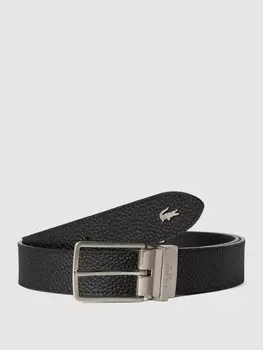 Кожаный ремень с пряжкой Lacoste, черный