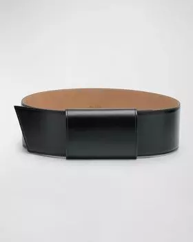 Кожаный ремень с широким узлом ALAIA, цвет Noir
