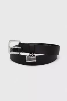 Кожаный ремень Tommy Jeans, черный