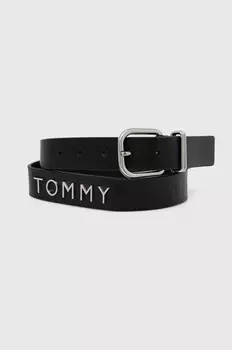 Кожаный ремень Tommy Jeans, черный
